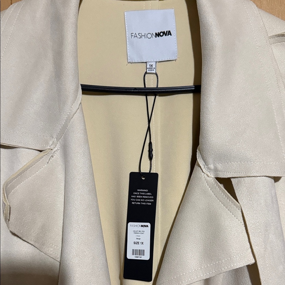 Fashion Nova Women's Cream Double-Breasted Pea Coat - Picture 10 of 16